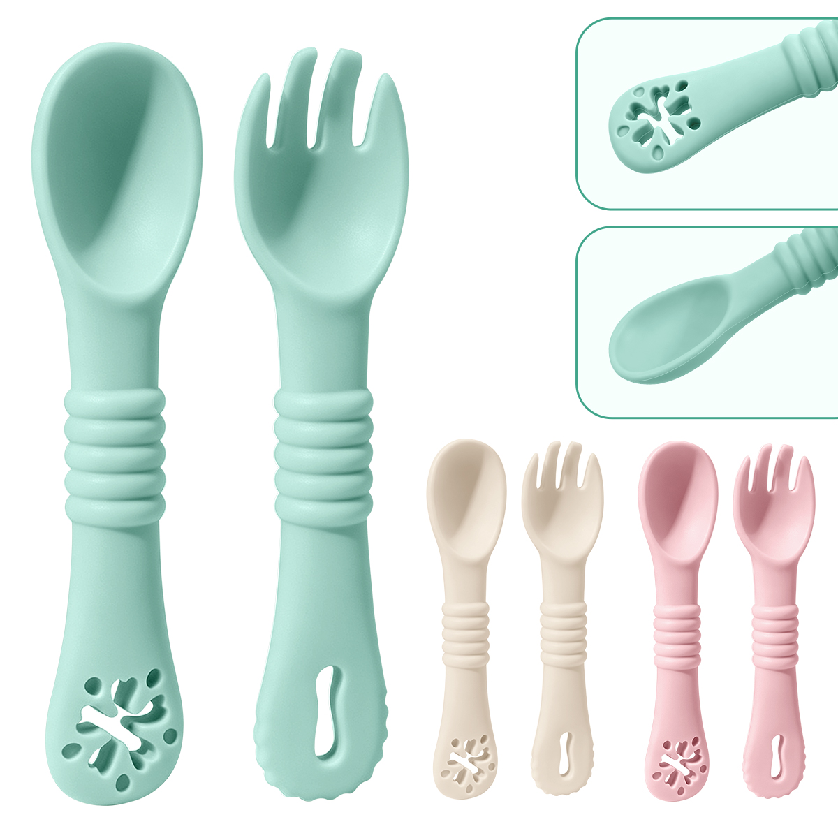 Baby Led Weaning Set - 2PCS/Set Silicone Baby Spoons First Stage