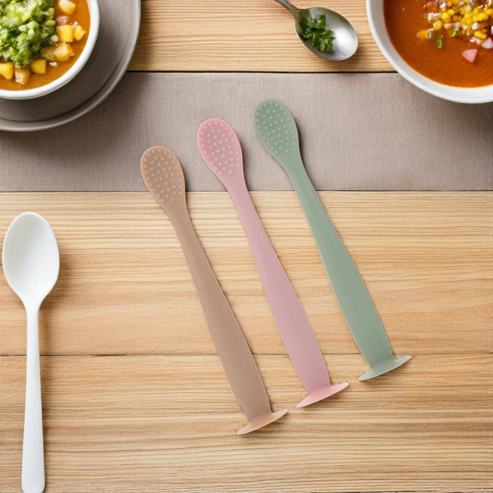 Baby Led Weaning Set - 3Pcs Silicone Baby Feeding Spoons Soft