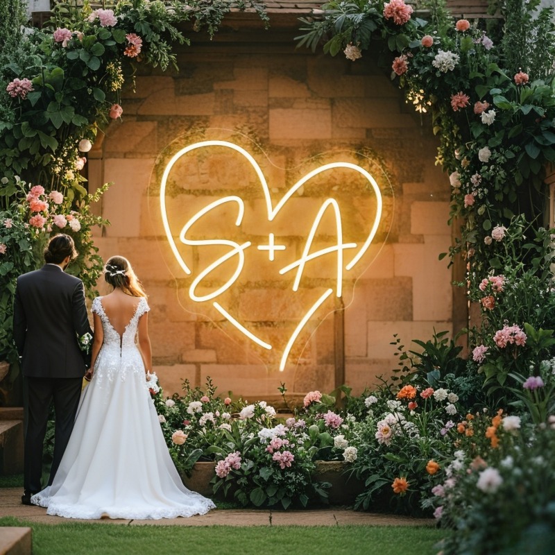 Custom Initials Heart LED Neon - Baby Products Decoration review and price